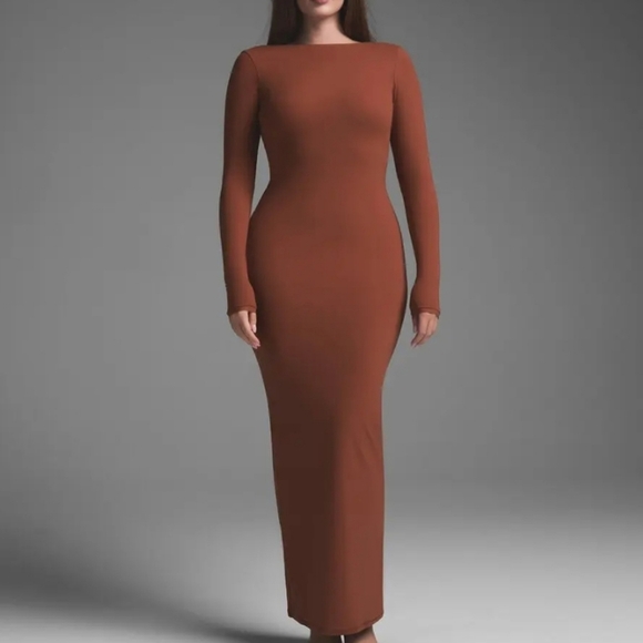 NWT SKIMS Saffron Everyday Low Back Long Dress Size S - Picture 8 of 8